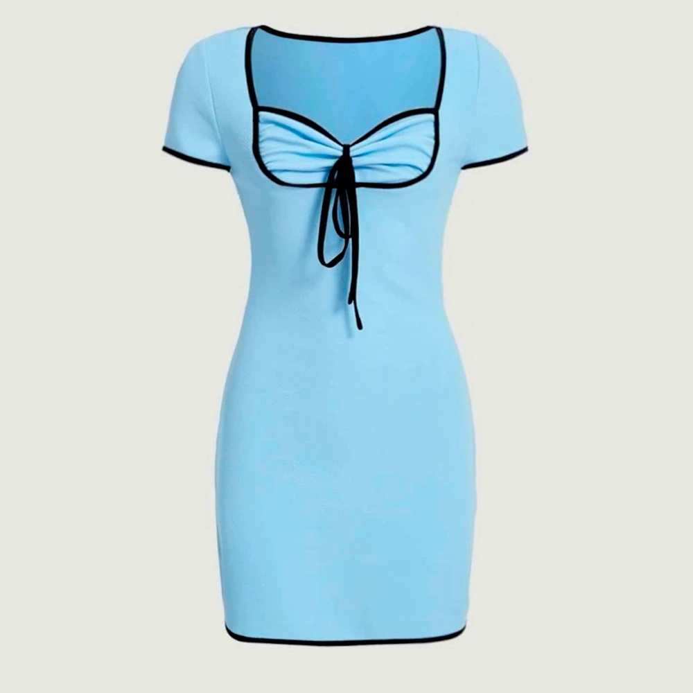 Blue Pencil Dress with Black Trim XL